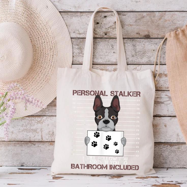 Boston Terrier American Gentleman Personal Stalker Dog Lover Canvas Tote Bag, American Boston Terrier Tote Bags, gift for family, gift for coworker