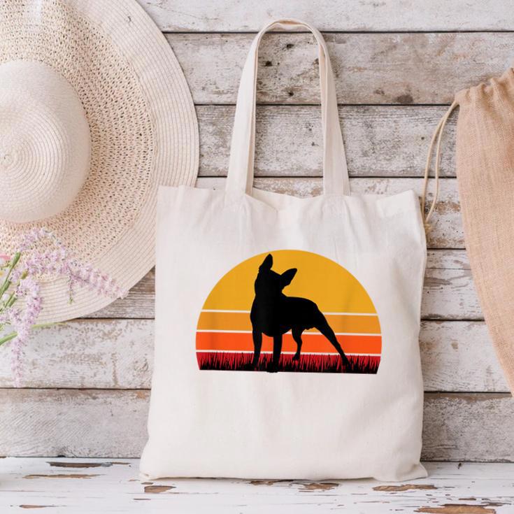 Boston Terrier Bostie Sunset Retro Dog Pet Mom Dad Canvas Tote Bag, Boston Terrier Mom Tote Bags, Boston Terrier Dad Tote Bags, gift for family, gift for coworker