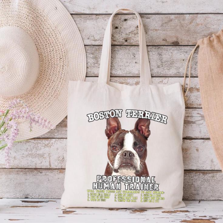 Boston Terrier Brindle Dog Professional Human Trainer Canvas Tote Bag, gift for family, gift for coworker