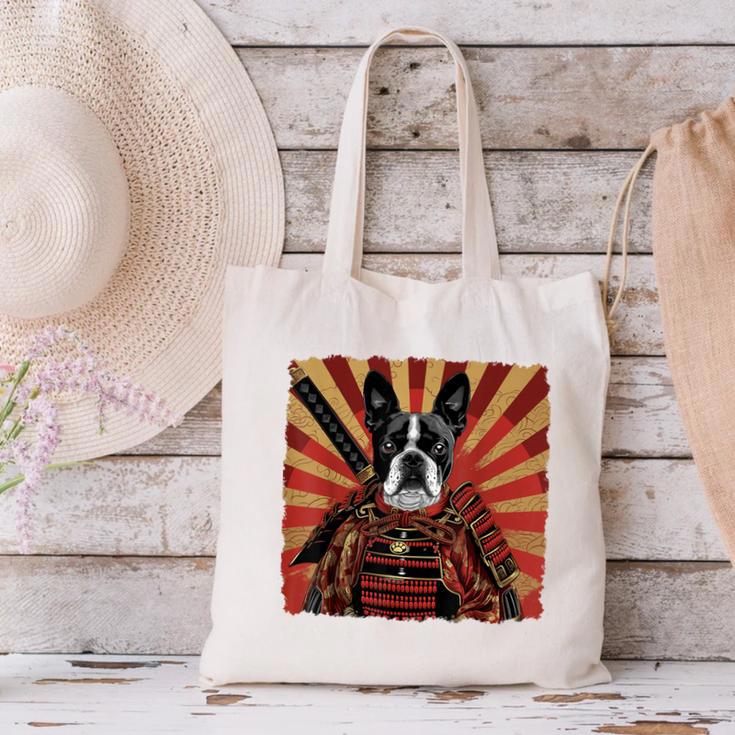 Boston Terrier Dog Japanese Art Samurai Ukiyo-e Canvas Tote Bag, gift for family, gift for coworker
