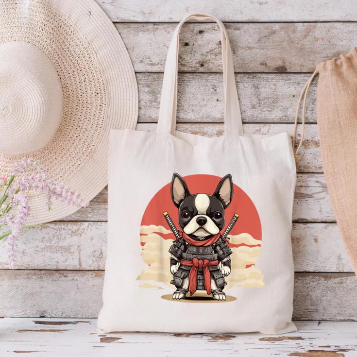 Boston Terrier Dog Japanese Style Samurai Dogs Canvas Tote Bag, gift for family, gift for coworker