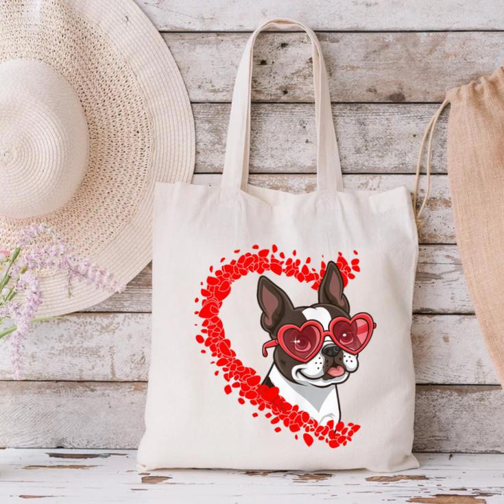Boston Terrier Dog Mom Dad Valentine’s Day Pet Lover For Men Women Kids Canvas Tote Bag, Boston Terrier Mom Tote Bags, Boston Terrier Dad Tote Bags, gift for family, gift for coworker