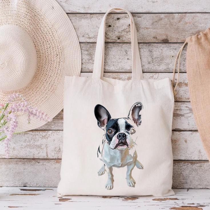 Boston Terrier Dog Motif Pet Art Boston Terrier Men Women Kids Canvas Tote Bag, gift for family, gift for coworker