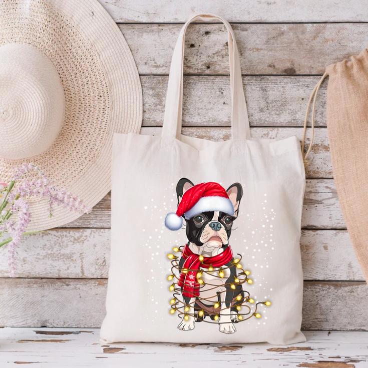 Boston Terrier Dog Ugly Christmas Dog Xmas For Men Women Kids Canvas Tote Bag, Boston Terrier Christmas Tote Bags, gift for family, gift for coworker
