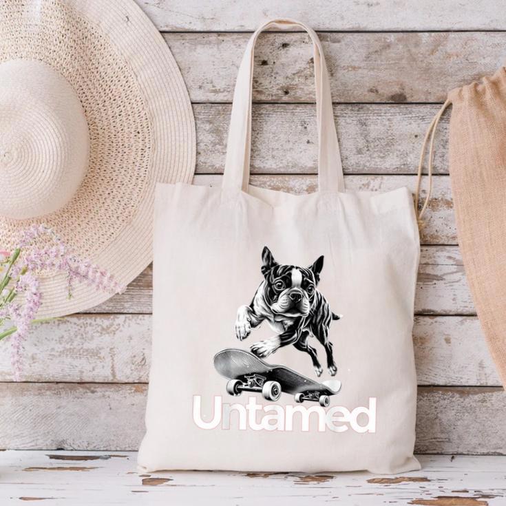 Boston Terrier Dog Untamed For Men Women Canvas Tote Bag, gift for family, gift for coworker