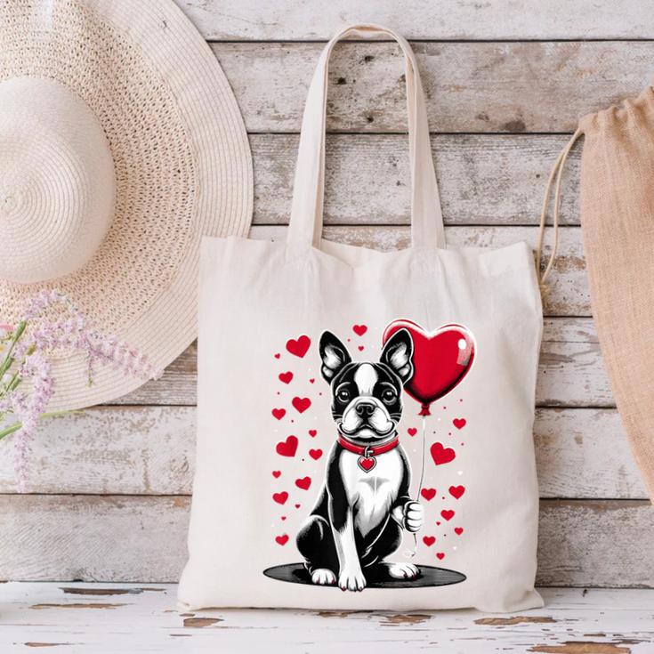 Boston Terrier Dog Valentine's Day Dog Owner Valentine Canvas Tote Bag, gift for family, gift for coworker