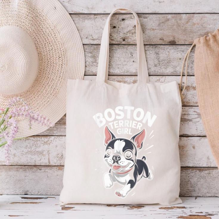 Boston Terrier Girl Cute Cartoon For Dog Owners Pet Terrier Canvas Tote Bag, gift for family, gift for coworker