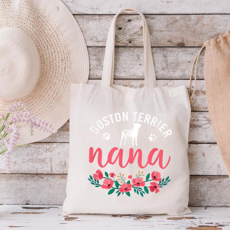 Boston Terrier Grandma Nana Dog Lover Christmas Canvas Tote Bag, Boston Terrier Christmas Tote Bags, gift for family, gift for coworker