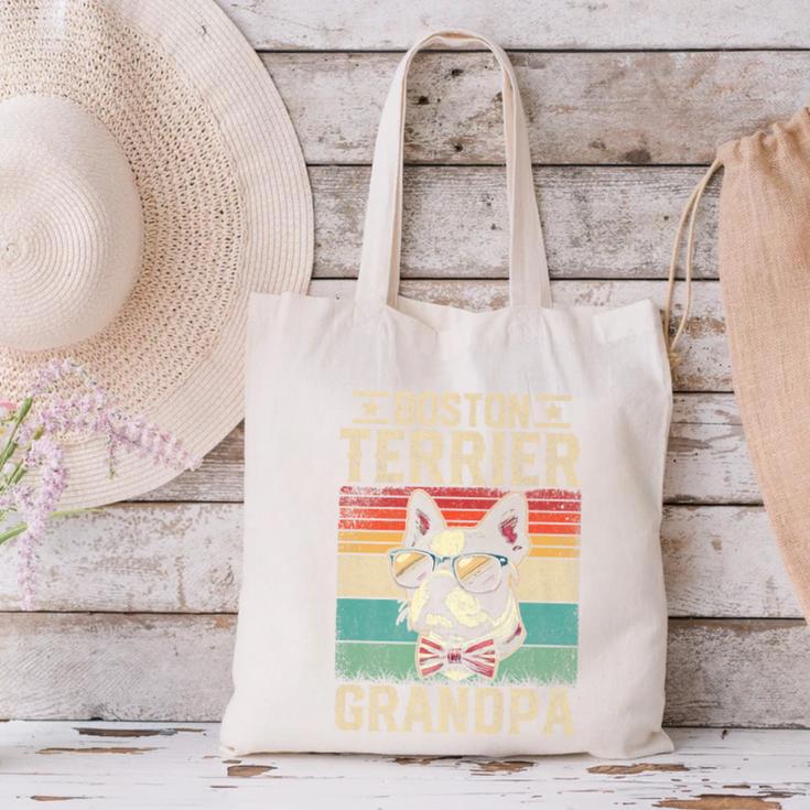 Boston Terrier Grandpa Dog Lover Father's Day Premium Canvas Tote Bag, gift for family, gift for coworker