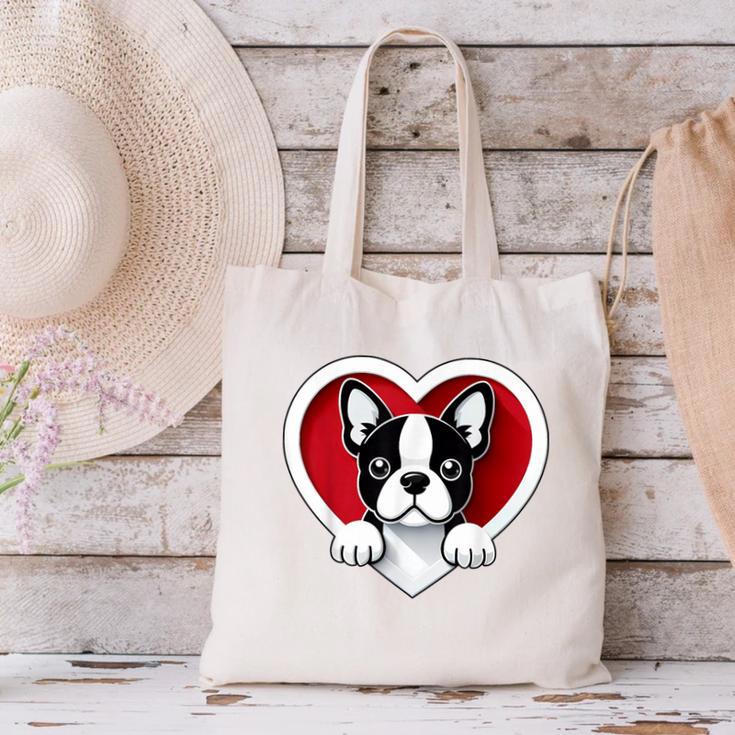 Boston Terrier Heart Cute Puppy Lover Or Dog Owner Canvas Tote Bag, gift for family, gift for coworker