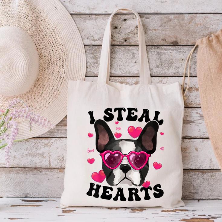 Boston Terrier Heart Glasses Girls Bostie Valentines Day Canvas Tote Bag, gift for family, gift for coworker