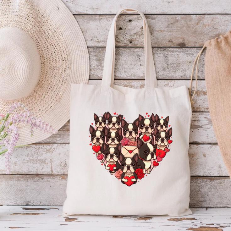 Boston Terrier Heart Valentine Boston Terrier Canvas Tote Bag, gift for family, gift for coworker
