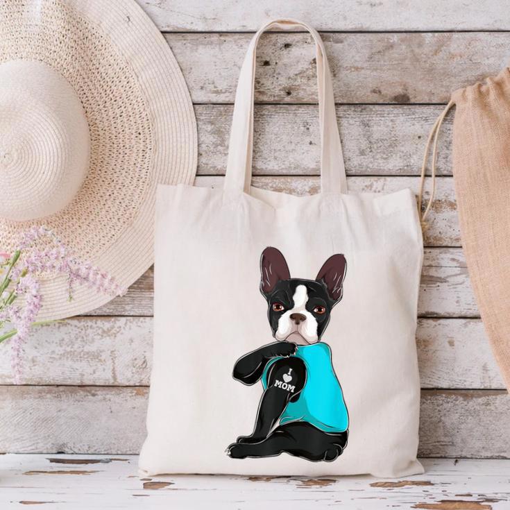 Boston Terrier I Love Mom Apparel Canvas Tote Bag, Boston Terrier Mom Tote Bags, gift for family, gift for coworker