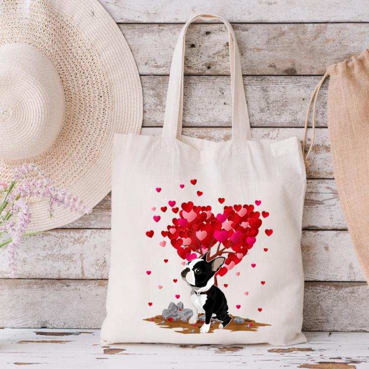 Boston Terrier Lover Heart Shape Boston Terrier Valentine Canvas Tote Bag, gift for family, gift for coworker