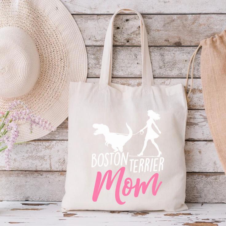 Boston Terrier Mom Boston Terrier Mom Canvas Tote Bag, Boston Terrier Mom Tote Bags, gift for family, gift for coworker