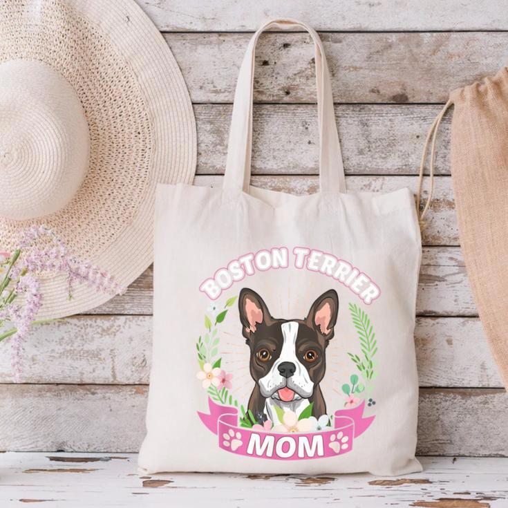 Boston Terrier Mom Mother's Day Canvas Tote Bag, Boston Terrier Mom Tote Bags, gift for family, gift for coworker