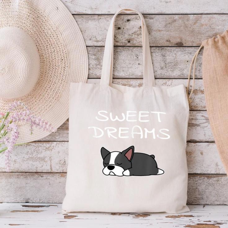 Boston Terrier Puppy Sweet Dreams Pajama For Bedtime Canvas Tote Bag, gift for family, gift for coworker