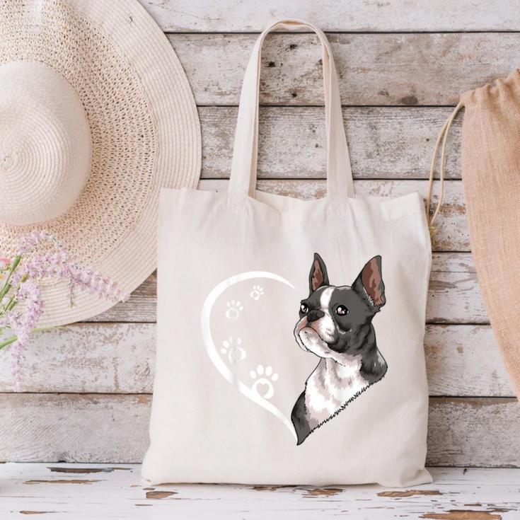 Boston Terrier Shirts For Women Girls Kids Heart Cute Canvas Tote Bag, gift for family, gift for coworker