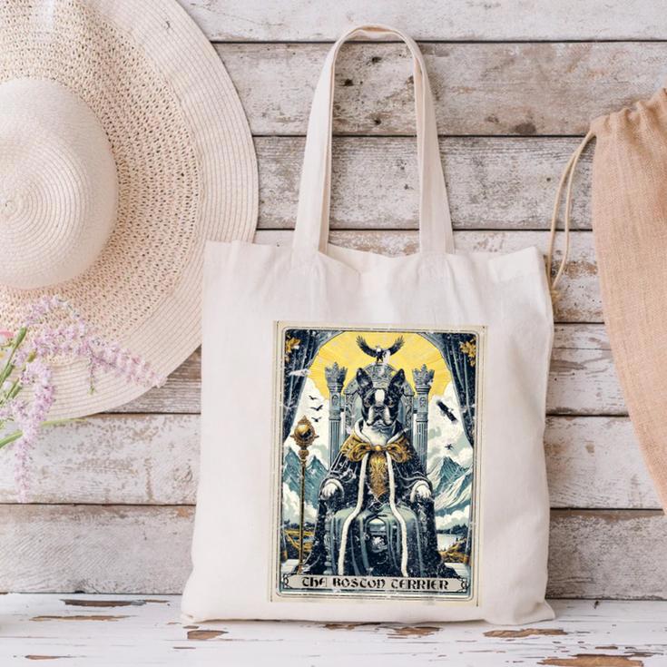Boston Terrier Tarot Card Dog Canvas Tote Bag, Boston Terrier Tarot Tote Bags, gift for family, gift for coworker