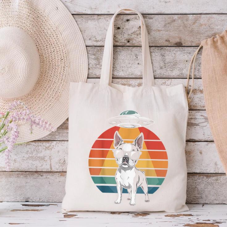 Boston Terrier UFO Alien Boston Terrier Dog Mom Dad Canvas Tote Bag, Boston Terrier Mom Tote Bags, Boston Terrier Dad Tote Bags, gift for family, gift for coworker