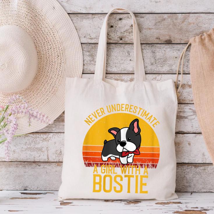 Boston Terrier Never Underestimate a Girl With a Bostie Canvas Tote Bag, gift for family, gift for coworker
