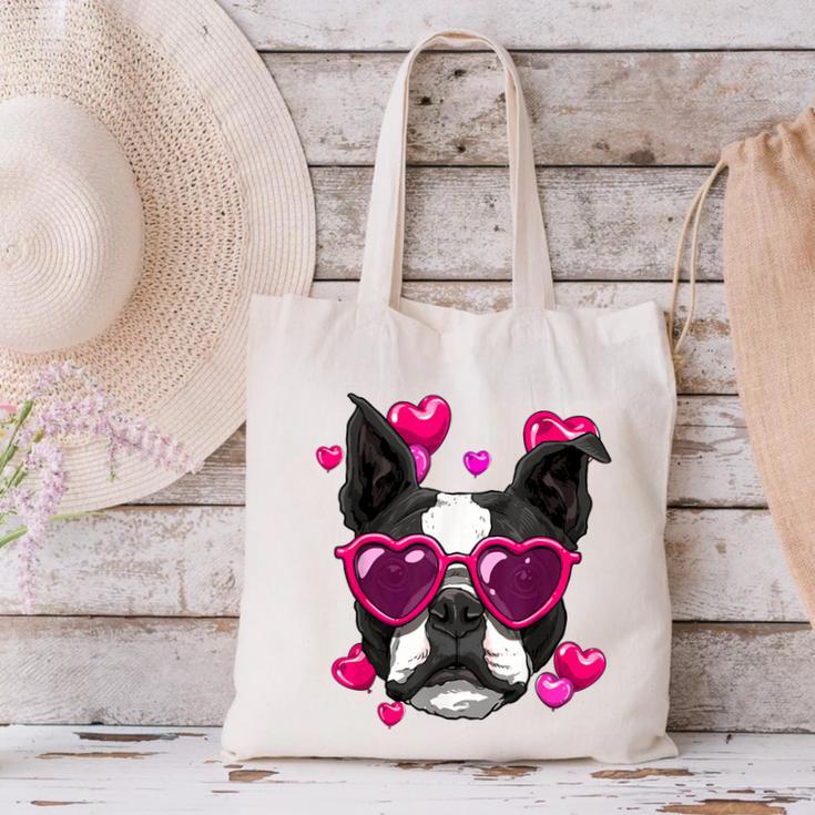 Boston Terrier Valentines Day Shirt Heart Dog Lover Canvas Tote Bag, gift for family, gift for coworker