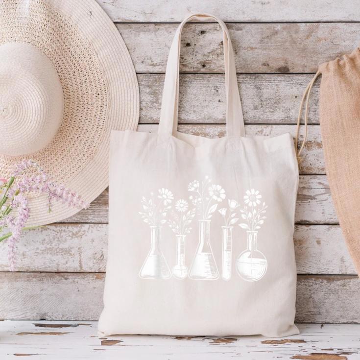 Botanical Beaker Science Teacher Floral Chemistry Lab Week Canvas Tote Bag, Science Teacher Tote Bags, gift for family, gift for coworker Botanical Beaker Science Teacher Floral Chemistry Lab Week Canvas Tote Bag, Science Teacher Tote Bags, gift for family, gift for coworker