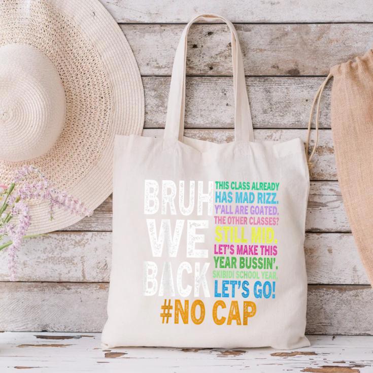 Bruh We Back Bruh No Cap We'Re Back Teacher Student Canvas Tote Bag, gift for family, gift for coworker