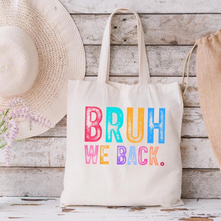 Bruh We Back Teachers Retro Back To School Boys Girls Kids Canvas Tote Bag, gift for family, gift for coworker Bruh We Back Teachers Retro Back To School Boys Girls Kids Canvas Tote Bag, gift for family, gift for coworker