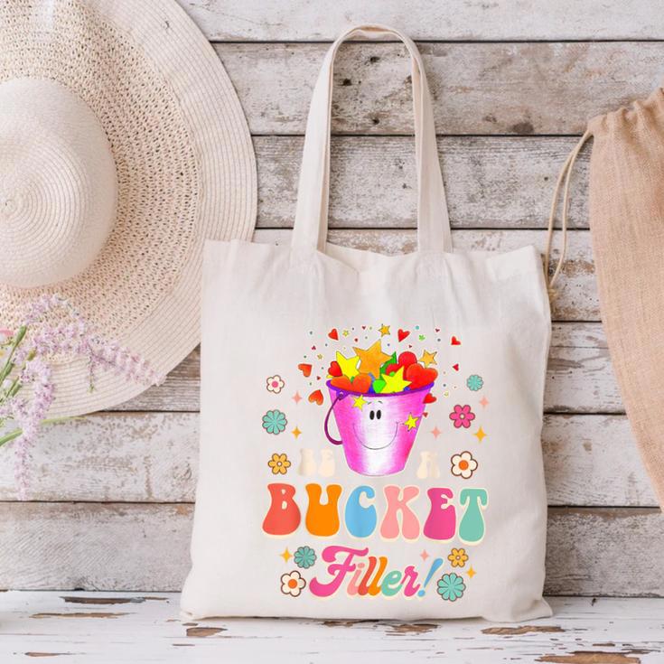 Be A Bucket Filler Teacher Teaching Groovy Back To School For Men Women Canvas Tote Bag, Groovy Teacher Tote Bags, gift for family, gift for coworker