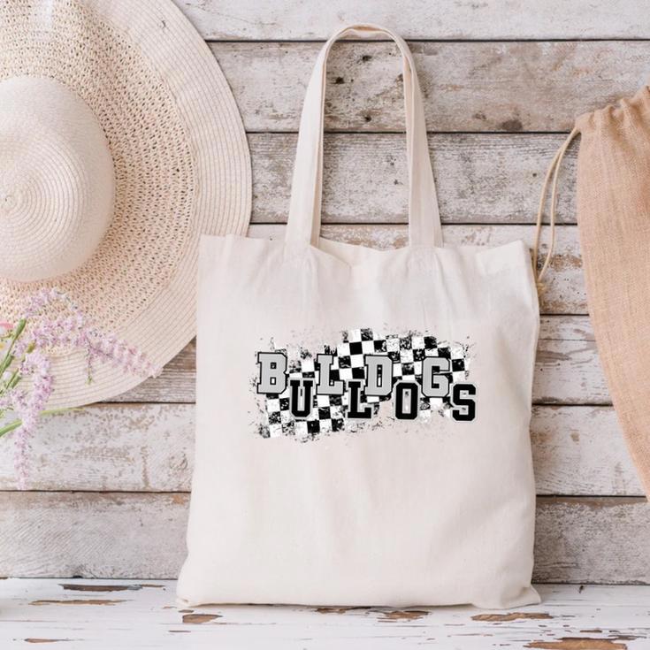 Bulldogs School Spirit Bulldog Pride Checkered Teacher Canvas Tote Bag, gift for family, gift for coworker Bulldogs School Spirit Bulldog Pride Checkered Teacher Canvas Tote Bag, gift for family, gift for coworker