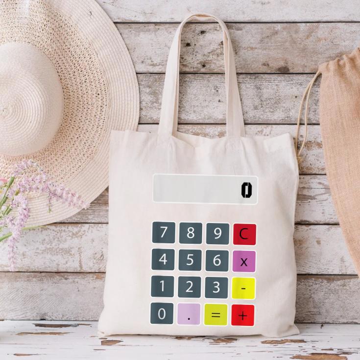 Calculator Math Teacher Halloween Costumes Women Men Adults Canvas Tote Bag, gift for family, gift for coworker