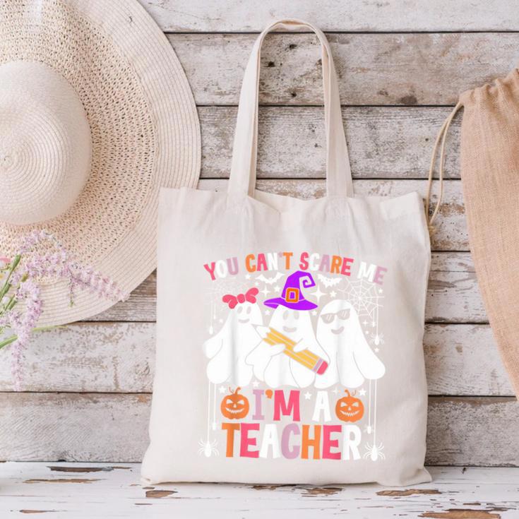 You Can't Scare Me I'm A Teacher Halloween Canvas Tote Bag, gift for family, gift for coworker