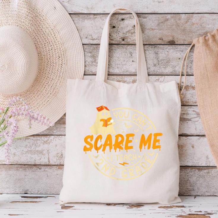 You Can't Scare Me I Teach 2nd Grade Teacher Halloween Ghost Canvas Tote Bag, 2nd Grade Teacher Tote Bags, gift for family, gift for coworker