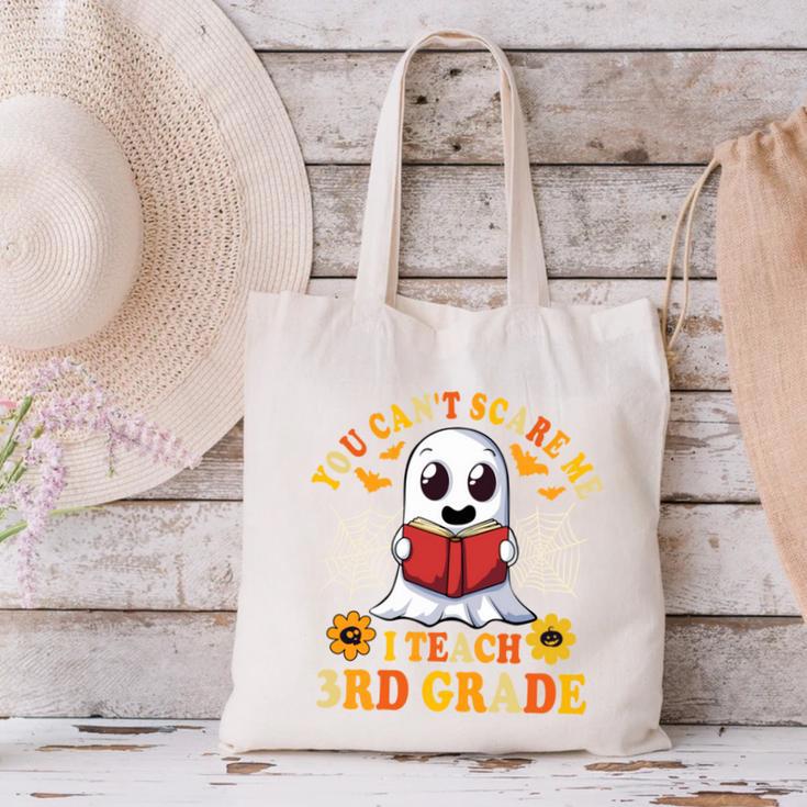 You Cant Scare Me I Teach 3rd Grade Teacher Halloween Canvas Tote Bag, gift for family, gift for coworker