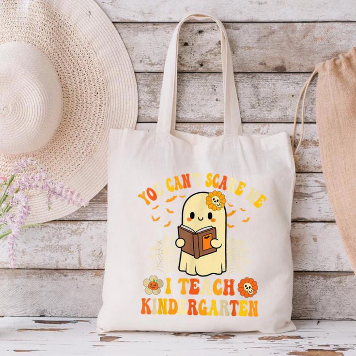 You Can't Scare Me I Teach Kindergarten Halloween Teacher Canvas Tote Bag, gift for family, gift for coworker