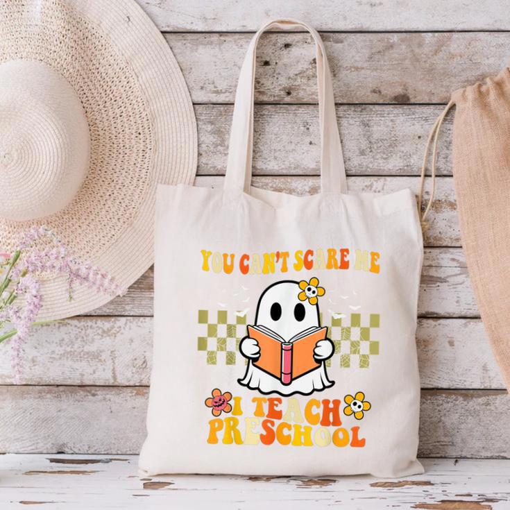 You Can't Scare Me I Teach Preschool Ghost Halloween Teacher Canvas Tote Bag, gift for family, gift for coworker You Can't Scare Me I Teach Preschool Ghost Halloween Teacher Canvas Tote Bag, gift for family, gift for coworker