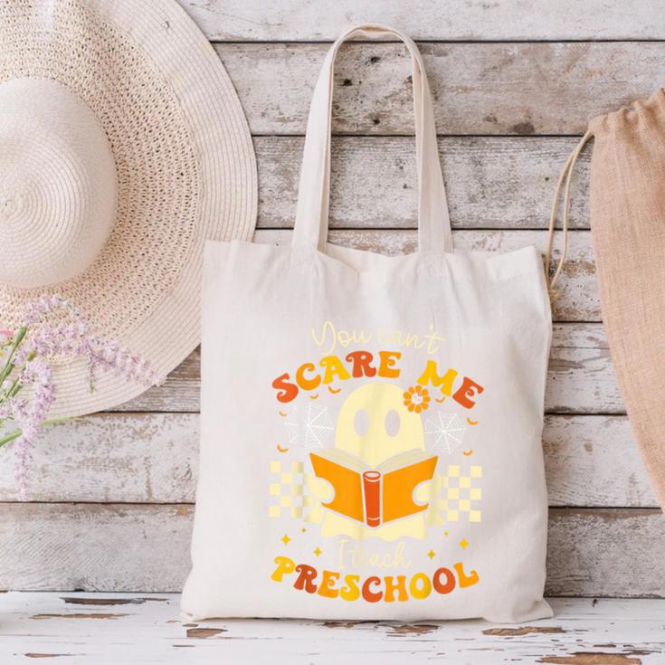 You Can't Scare Me I Teach Preschool Teacher Halloween Ghost Canvas Tote Bag, gift for family, gift for coworker You Can't Scare Me I Teach Preschool Teacher Halloween Ghost Canvas Tote Bag, gift for family, gift for coworker