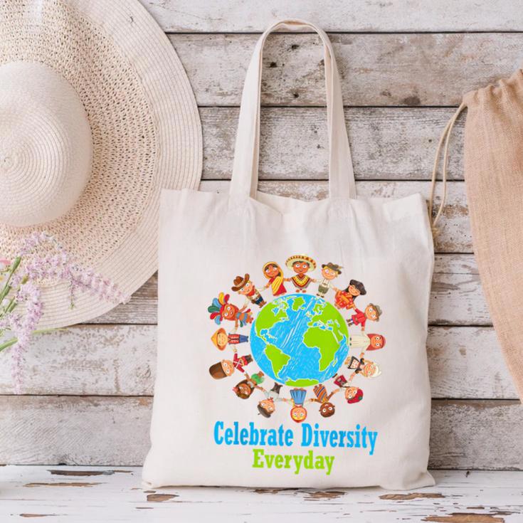 Celebrate Diversity Everyday Teachers & School Student Gift Canvas Tote Bag, gift for family, gift for coworker