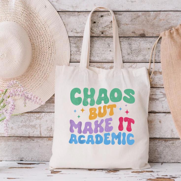 Chaos But Make It Academic Teacher Back To School Canvas Tote Bag, gift for family, gift for coworker Chaos But Make It Academic Teacher Back To School Canvas Tote Bag, gift for family, gift for coworker