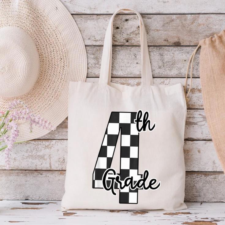Checkered Fourth Grade Back To School Teachers Students Canvas Tote Bag, gift for family, gift for coworker Checkered Fourth Grade Back To School Teachers Students Canvas Tote Bag, gift for family, gift for coworker