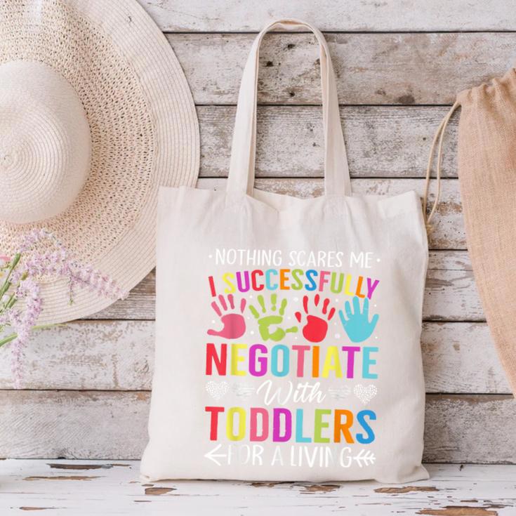 Childcare Teacher Negotiate With Toddlers Daycare Provider Men Women Girls Kids Canvas Tote Bag, gift for family, gift for coworker
