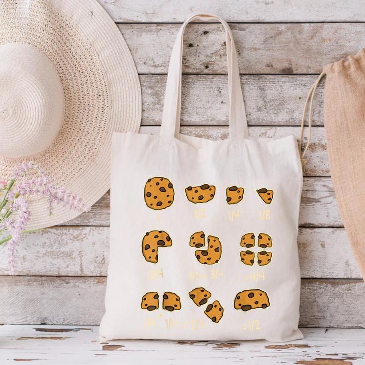 Chocolate Cookie Quick Math Fraction Math Teachers For Men Women Girls Kids Canvas Tote Bag, gift for family, gift for coworker