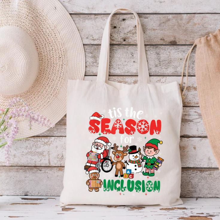 Christmas Sped Teacher Tis The Season For Inclusion Women Canvas Tote Bag, gift for family, gift for coworker