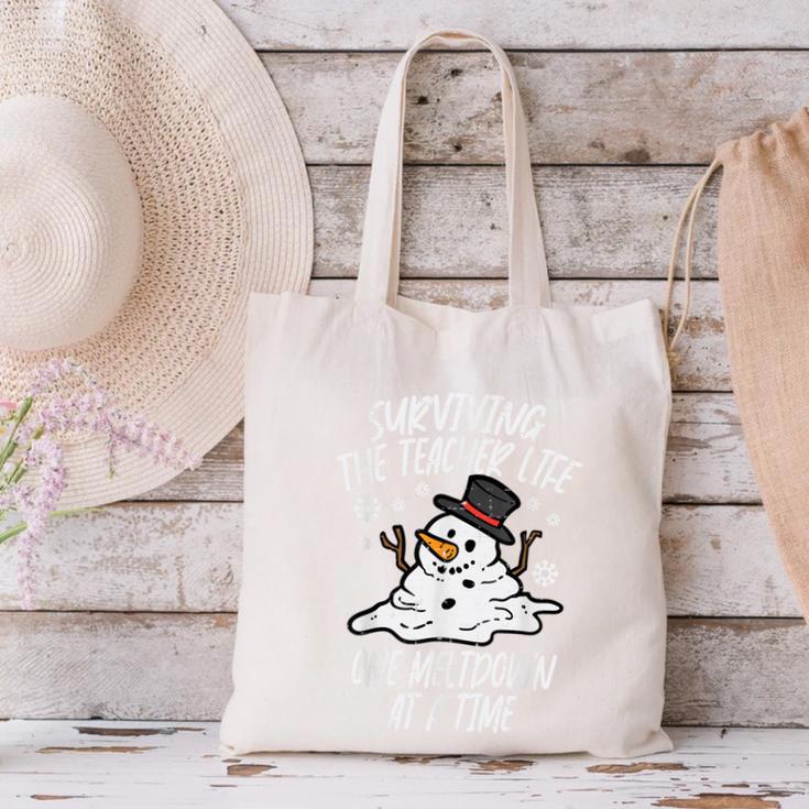 Christmas Surviving Teacher Life Meltdown Xmas Women Men Canvas Tote Bag, gift for family, gift for coworker Christmas Surviving Teacher Life Meltdown Xmas Women Men Canvas Tote Bag, gift for family, gift for coworker
