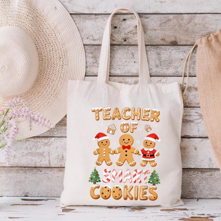 Christmas Teacher Of Smart Cookies Gingerbread Man Teaching Canvas Tote Bag, gift for family, gift for coworker Christmas Teacher Of Smart Cookies Gingerbread Man Teaching Canvas Tote Bag, gift for family, gift for coworker