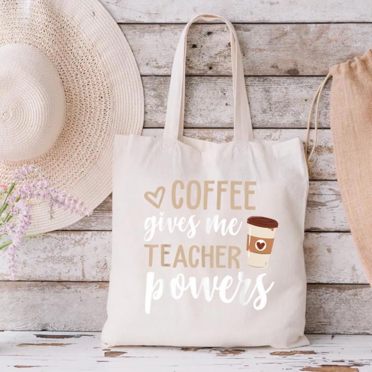 Coffee Gives Me Teacher Powers Teacher Canvas Tote Bag, gift for family, gift for coworker