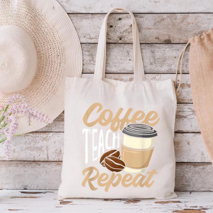 Coffee Teach Repeat Teacher Canvas Tote Bag, gift for family, gift for coworker Coffee Teach Repeat Teacher Canvas Tote Bag, gift for family, gift for coworker