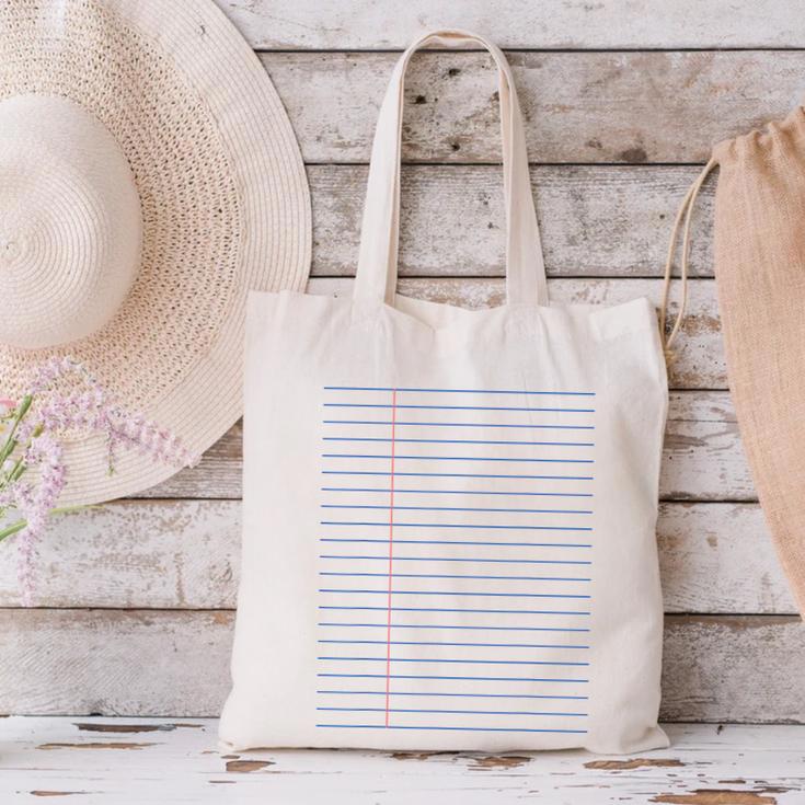Colleged Ruled Paper Lined Writer Student Professor Teacher Canvas Tote Bag, gift for family, gift for coworker Colleged Ruled Paper Lined Writer Student Professor Teacher Canvas Tote Bag, gift for family, gift for coworker