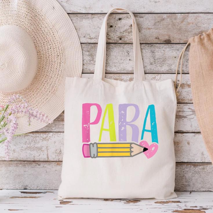 Colorful PARA Teacher Paraprofessional Cute Pencil Canvas Tote Bag, gift for family, gift for coworker Colorful PARA Teacher Paraprofessional Cute Pencil Canvas Tote Bag, gift for family, gift for coworker